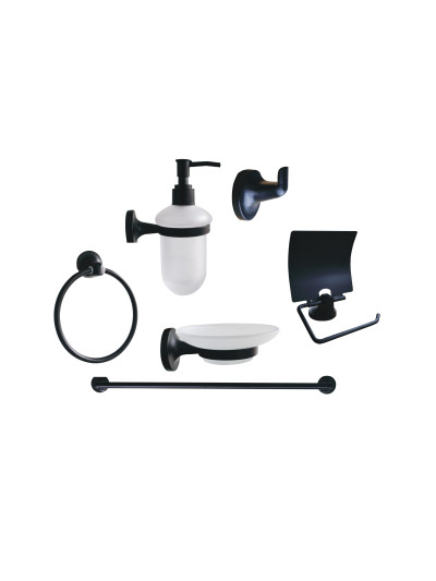 ACCESORIOS DE BAÑO NEGRO EN ZINC