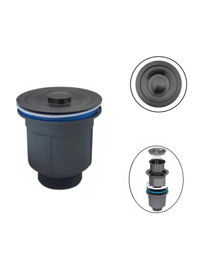 CANASTILLA DE COCINA NEGRO MATE 4 CONEXION 1 1/2
