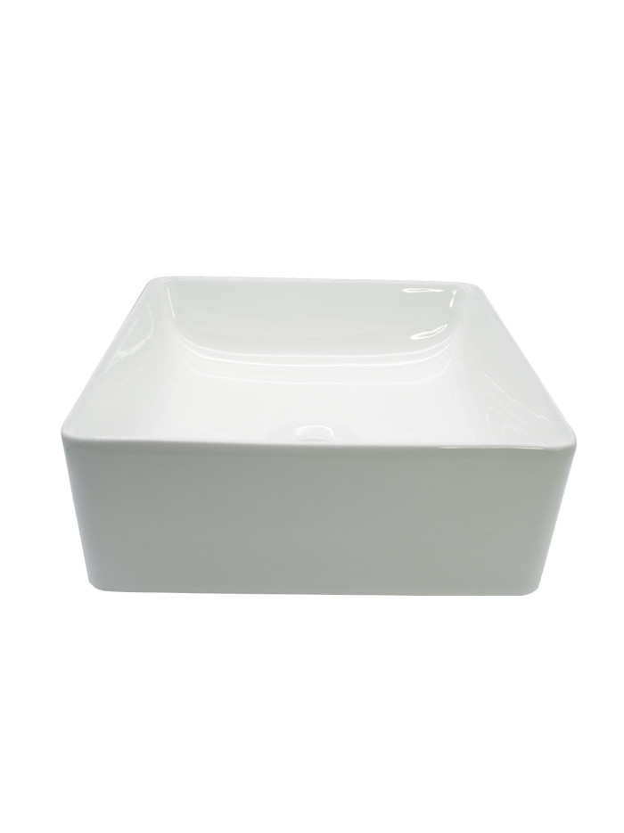 LAVAMANOS EN CERAMICA BLANCO CUADRADO LISO 31X31X13CM
