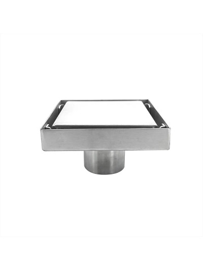 REJILLA DE PISO INVISIBLE 10x10 CM BRUSHED NICKEL