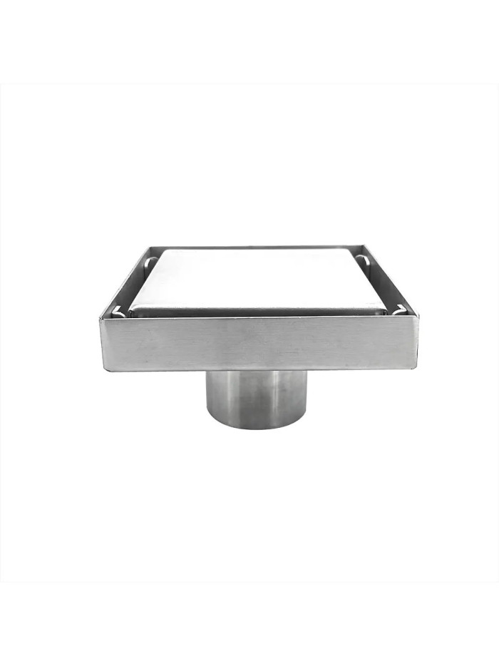 REJILLA DE PISO INVISIBLE 10x10 CM BRUSHED NICKEL