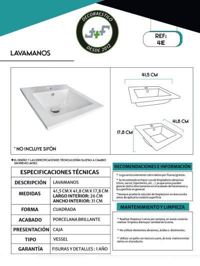 PLACA DE 42X42CM