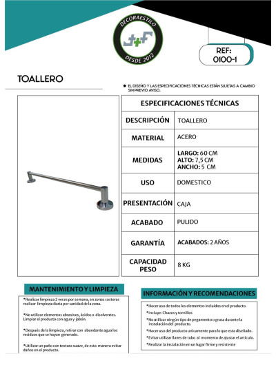 TOALLERO CROMO