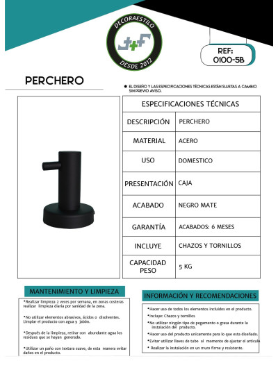 PERCHERO NEGRO MATE