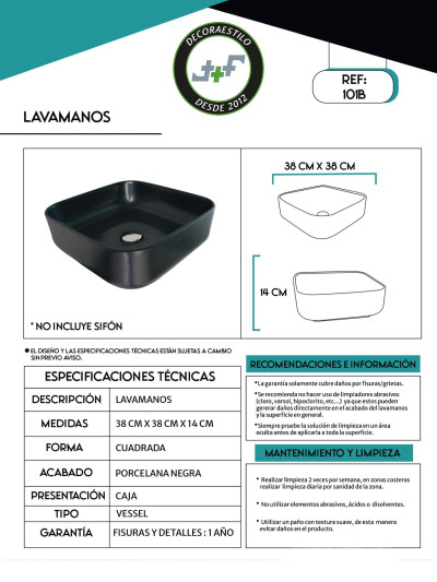 LAVAMANOS NEGRO EN PORCELANA