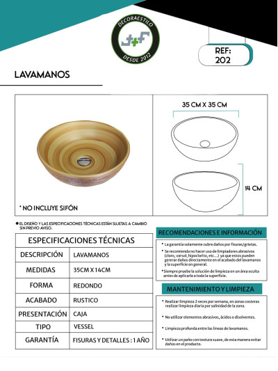 LAVAMANOS RUSTICO 35*35*14CM
