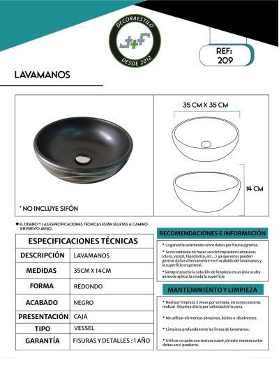 LAVAMANOS ARTESANAL 35 *14 CM