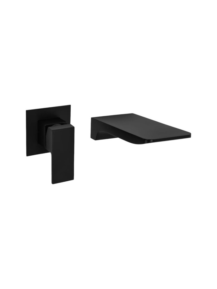 MEZCLADOR DE MURO CUADRADO CASCADA NEGRO MATE