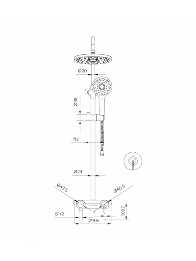 COLUMNA DUCHA LUSSO NICKEL TEXTURIZADO