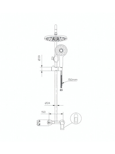 COLUMNA DUCHA ESSENZIALE NEGRO MATE+ORO ROSA TEXTURIZADO