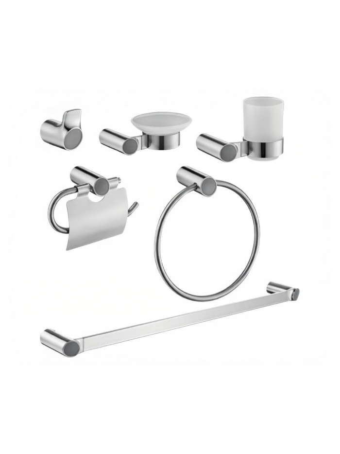 KIT DE ACCESORIOS 6 PIEZAS NIQUEL TEXTURIZADO + NEGRO