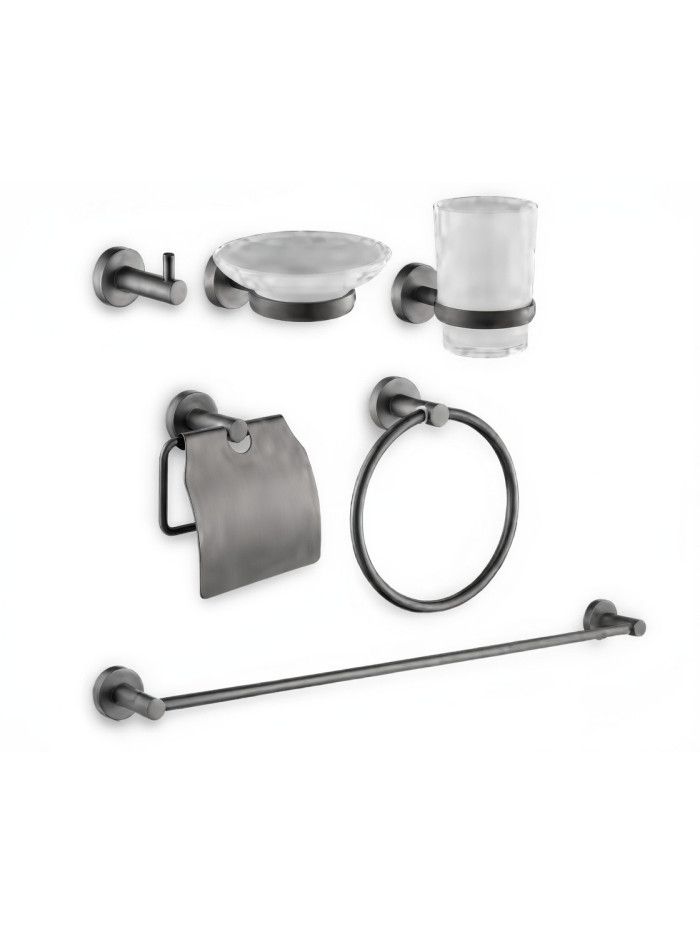 KIT DE ACCESORIOS 6PIEZAS SINGOLO GRIS CONCRETO