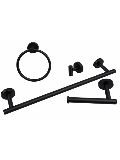 ACCESORIO PARA BANO NEGRO REDONDO 304 X 4 PCS JR-9006N