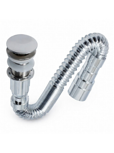 DESAGUE PUSH CON TRAMPA CROMADO DE 80 CM 1 1/4 REF ISA-2