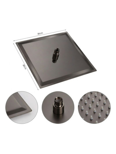 REGADERA CUADRADA GRAFITO GUN METAL 30CMS