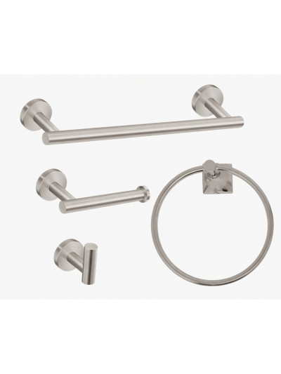 ACCESORIO PARA BANO SATINADO REDONDO 304 X 4 PCS 9006S ( ACERO 304 )