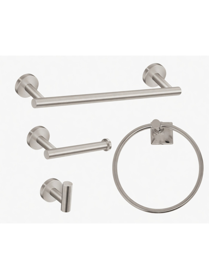 ACCESORIO PARA BANO SATINADO REDONDO 304 X 4 PCS 9006S ( ACERO 304 )