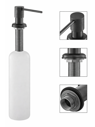 DISPENSADOR DE JABON LIQUIDO DIAMANTE GRAFITO GUN METAL
