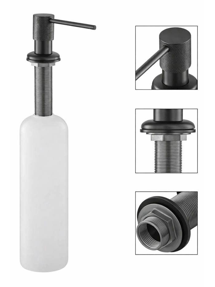 DISPENSADOR DE JABON LIQUIDO DIAMANTE GRAFITO GUN METAL