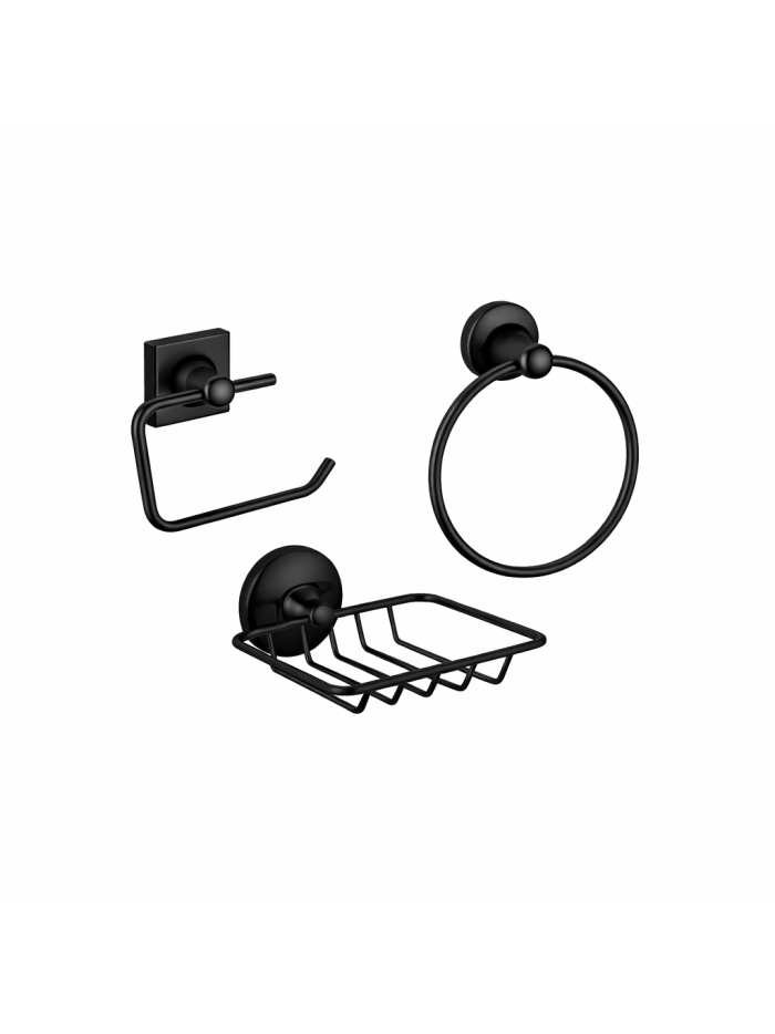 ACCESORIOS DE BAÑO BELGICA 3 PCS NEGRO