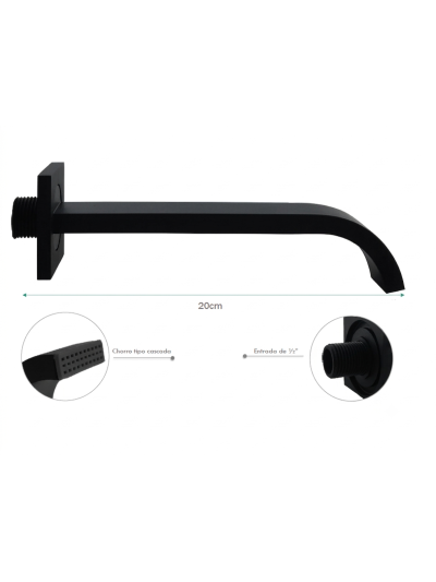 PICO CUADRADO NEGRO MATE PLANO