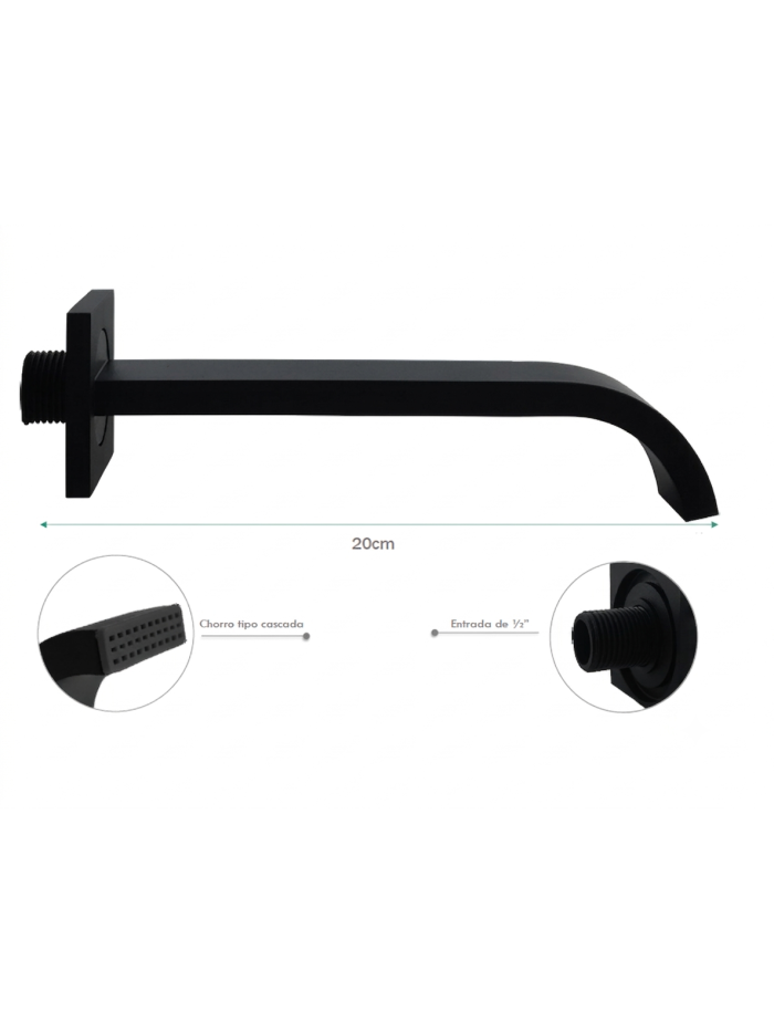 PICO CUADRADO NEGRO MATE PLANO