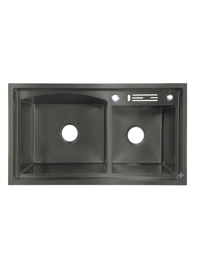 LAVAPLATOS DOBLE 82X45 NEGRO