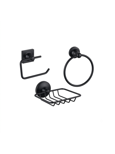 ACCESORIOS DE BAÑO BELGICA 3 PCS NEGRO