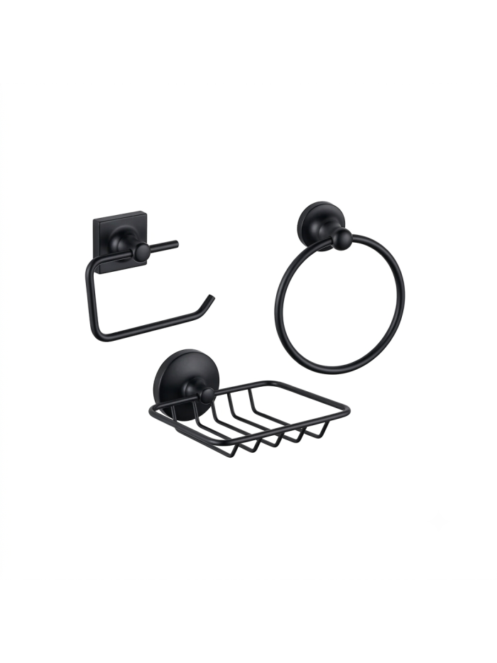 ACCESORIOS DE BAÑO BELGICA 3 PCS NEGRO