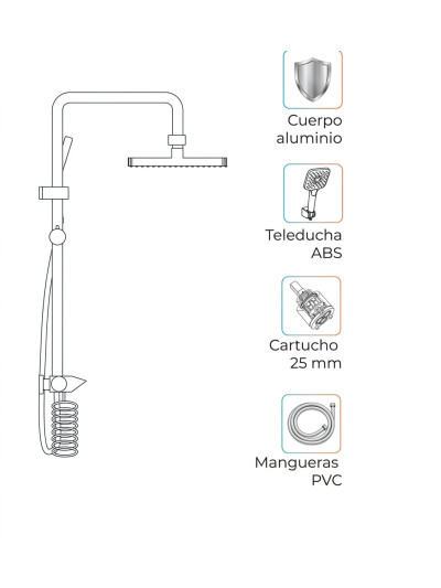 COLUMNA DUCHA VARDAR GRIS