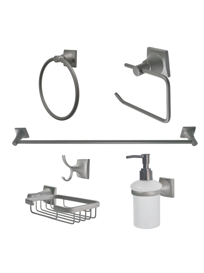 JUEGO DE ACCESORIOS 6 PIEZAS GRIS