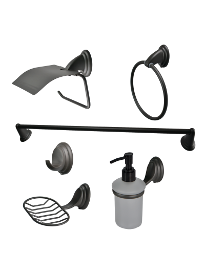 JUEGO DE ACCESORIO 6 PIEZAS GRIS
