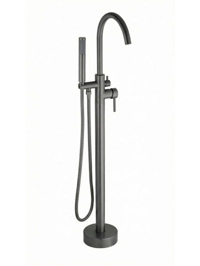 GRIFERIA PISO TINA / LLENADO REDONDO GUN METAL GRAFITO GRAY