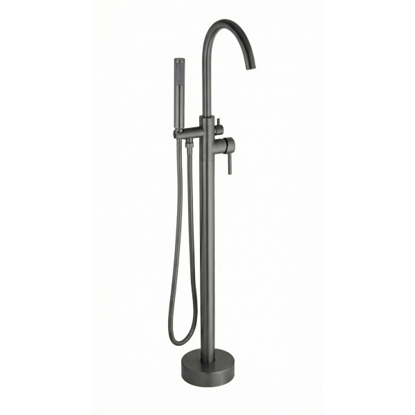 GRIFERIA PISO TINA / LLENADO REDONDO GUN METAL GRAFITO GRAY