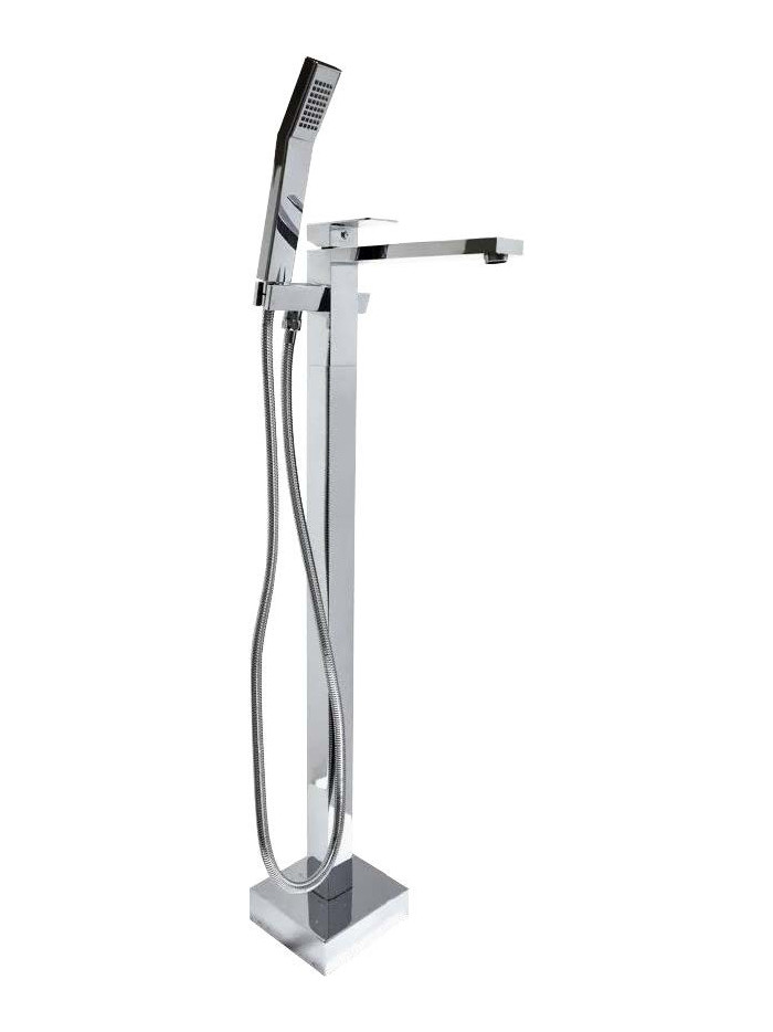 GRIFERIA DE PISO PARA TINA CUADRADA CROMO