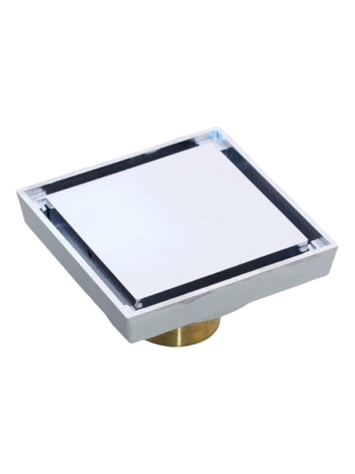 REJILLA DE PISO INVISIBLE 10x10 CM CROMO