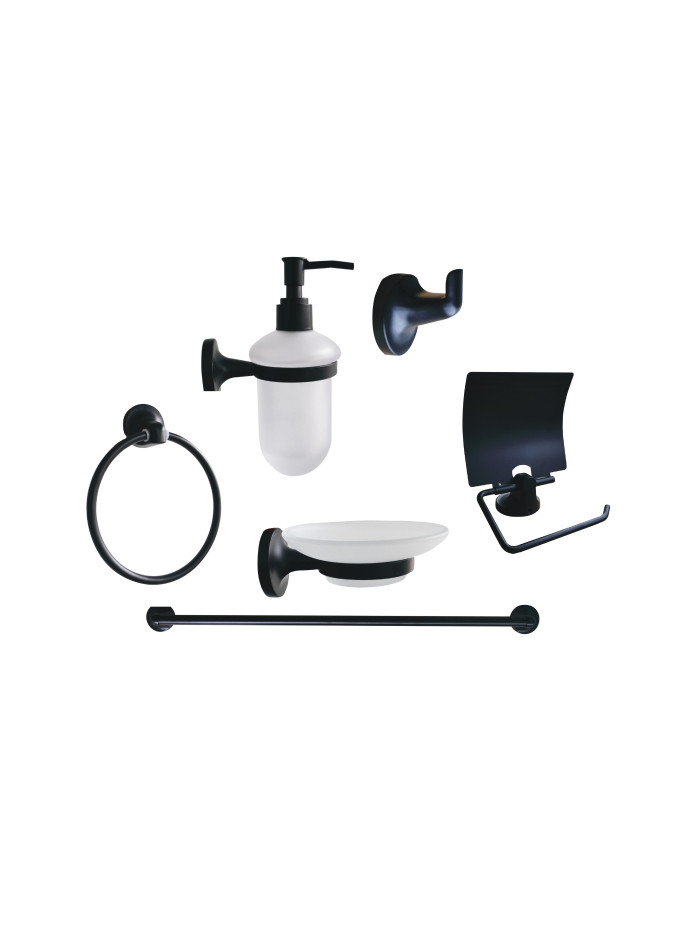ACCESORIOS DE BAÑO NEGRO EN ZINC