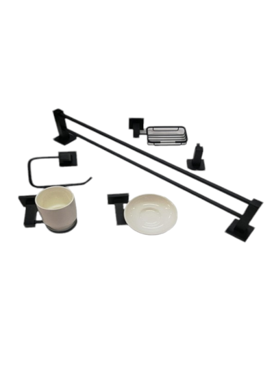 ACCESORIO PARA BAÑO CUADRADO NEGRO X 5 PCS