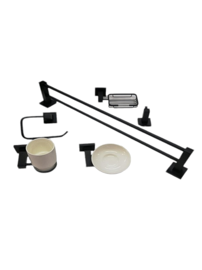 ACCESORIO PARA BAÑO CUADRADO NEGRO X 5 PCS