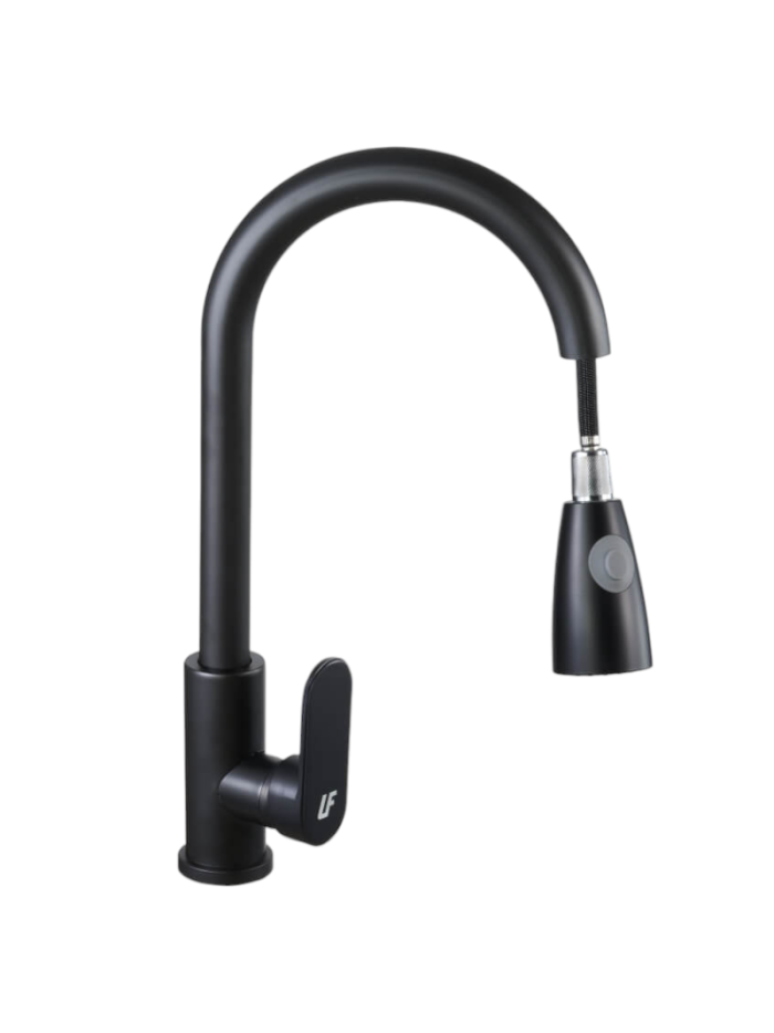 LLAVE MONOCONTROL FIJA NEGRA CON SISTEMA EXTRAIBLE