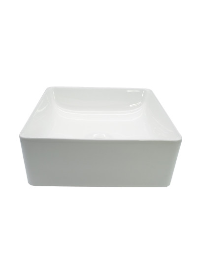 LAVAMANOS EN CERAMICA BLANCO CUADRADO LISO 31X31X13CM