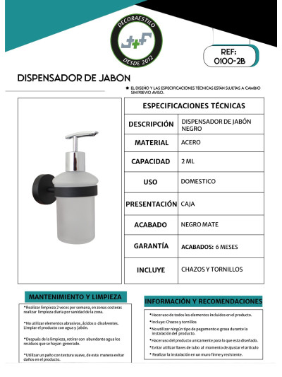 DSIPENSADOR DE JABON NEGRO