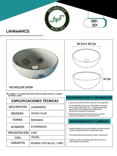 LAVAMANOS RUSTICO 35*35*14CM