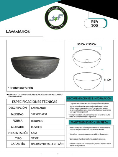 LAVAMANOS RUSTICO 35X35X14cms
