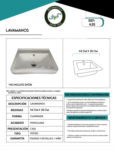 LAVAMANOS 43*35CM