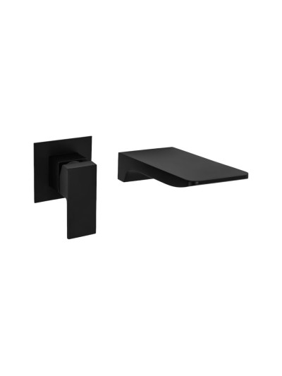 MEZCLADOR DE MURO CUADRADO CASCADA NEGRO MATE