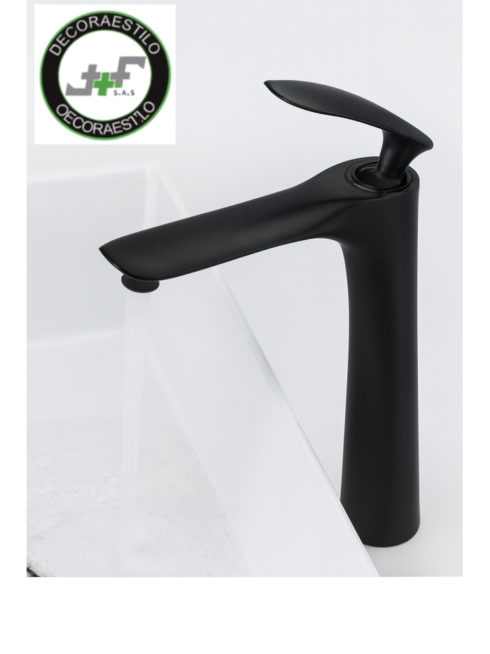 MEZCLADOR LAVAMANOS ALTO NEGRO 30 CM 1030AN