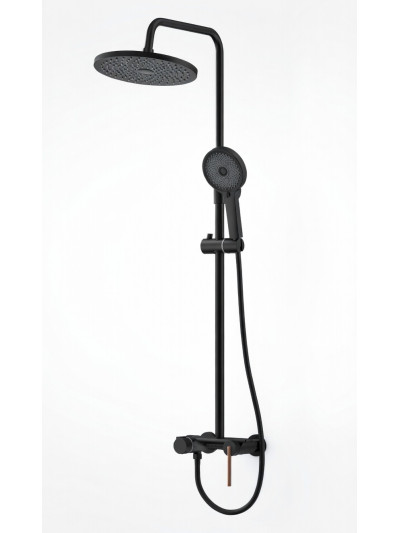 COLUMNA DUCHA LUSSO NEGRO MATE+ ORO ROSA TEXTURIZADO