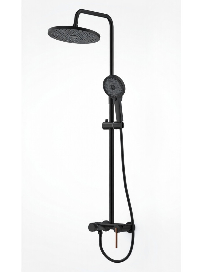 COLUMNA DUCHA LUSSO NEGRO MATE+ ORO ROSA TEXTURIZADO