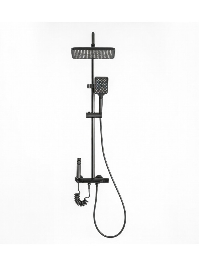 COLUMNA DUCHA PIANOFORTE GRIS CONCRETO+NEGRO MATE